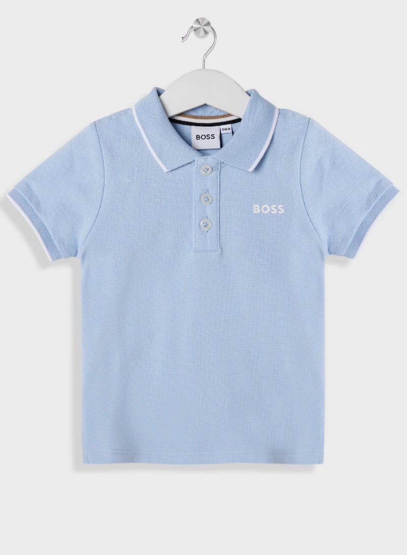 Kids' polo shirt in cotton piqué with printed logo