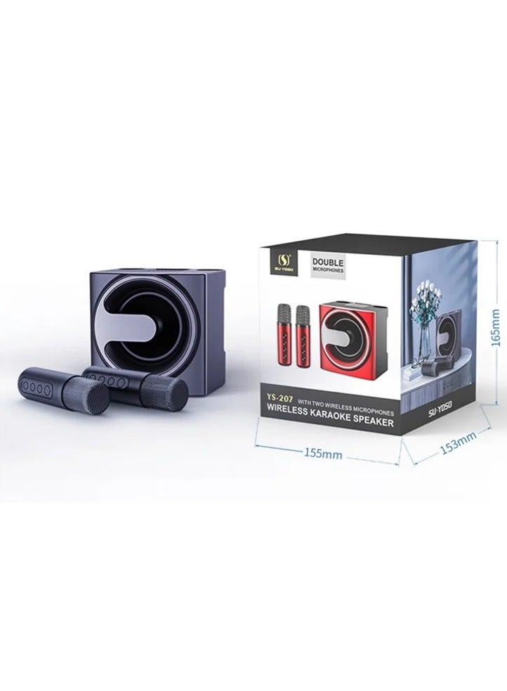 YS-207 Portable Bluetooth Speaker with 2 Microphones Wireless Black