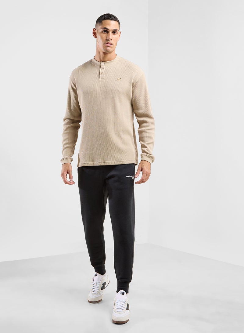 Waffle Knit Long Sleeve Henley