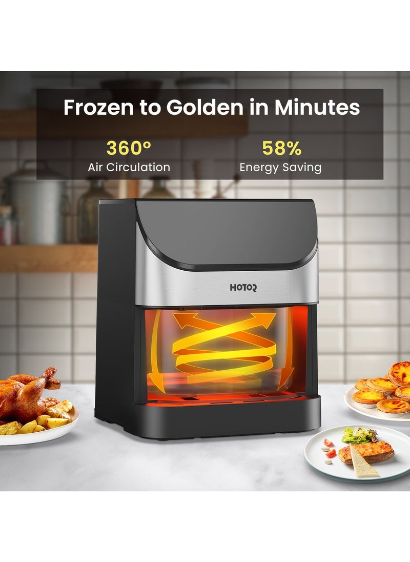 Touch Air Fryer, Oil Free Cooking Air Fryer With Digital Control Panel Display 1500W Sliver 6L Family Size, One-Touch Digital Control Presets, French Fries, Chicken, Meat, Fish,