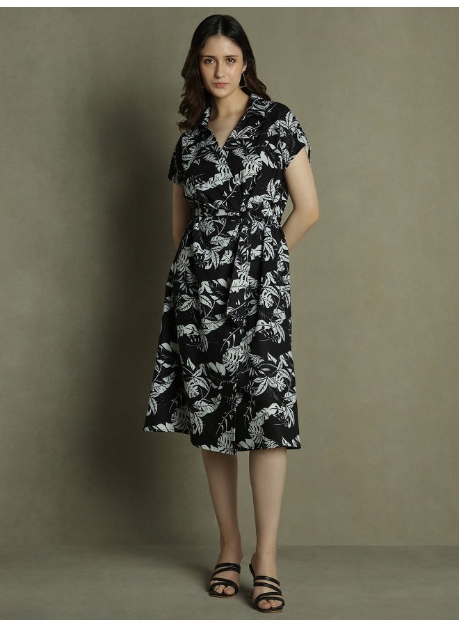 Leaf Print Shirt Dress