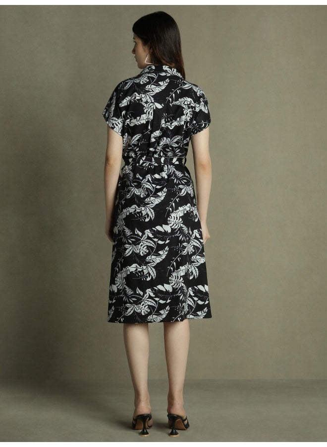 Leaf Print Shirt Dress