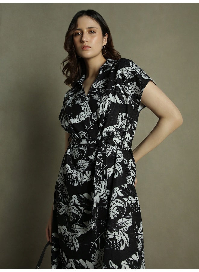 Leaf Print Shirt Dress