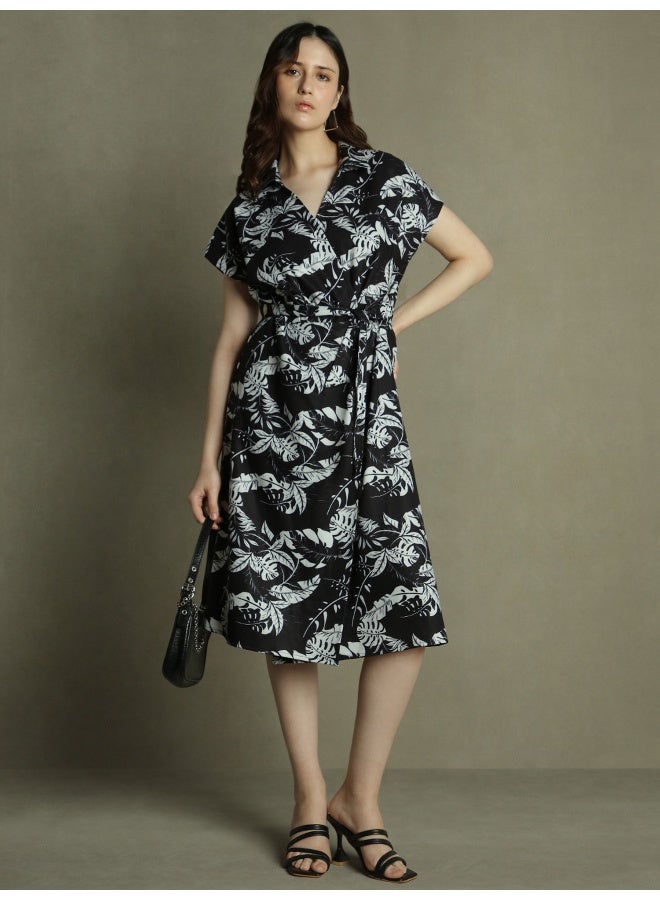 Leaf Print Shirt Dress