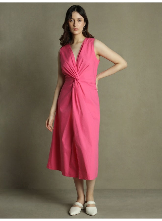 Twisted Cotton Midi Dress