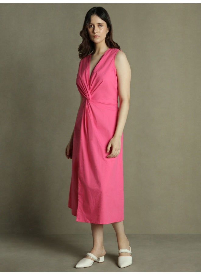 Twisted Cotton Midi Dress