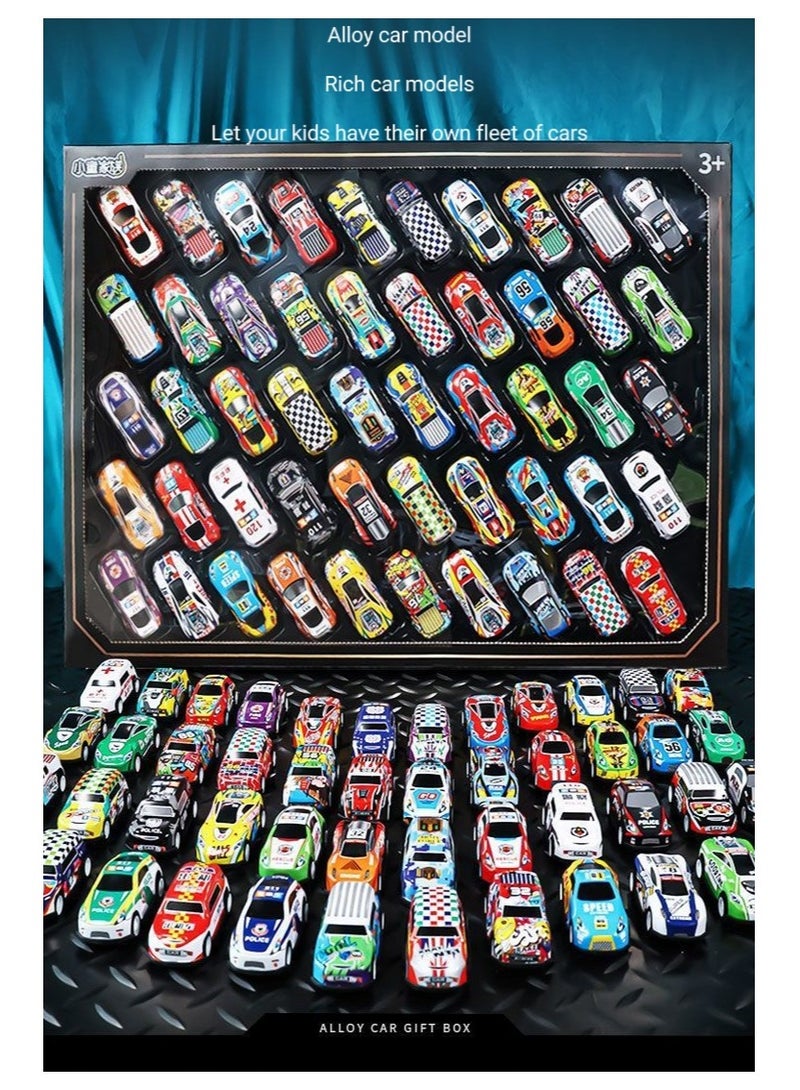 50 alloy simulated pull-back fleets, various multi-color models, suitable for boys and girls over 3 years old