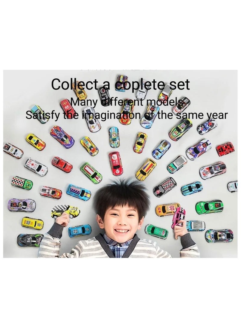 50 alloy simulated pull-back fleets, various multi-color models, suitable for boys and girls over 3 years old