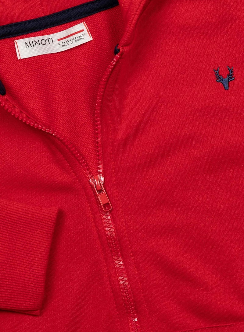 Kids Boys  Hooded Zip Thru With Embroidery
