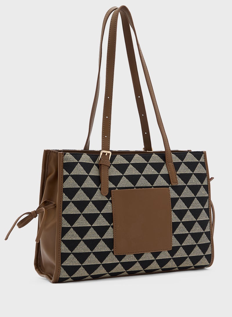 Printed Tote Bag With A Pouch