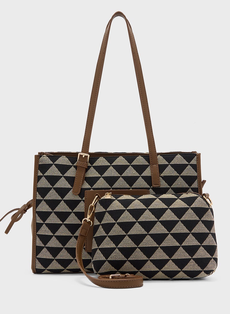 Printed Tote Bag With A Pouch