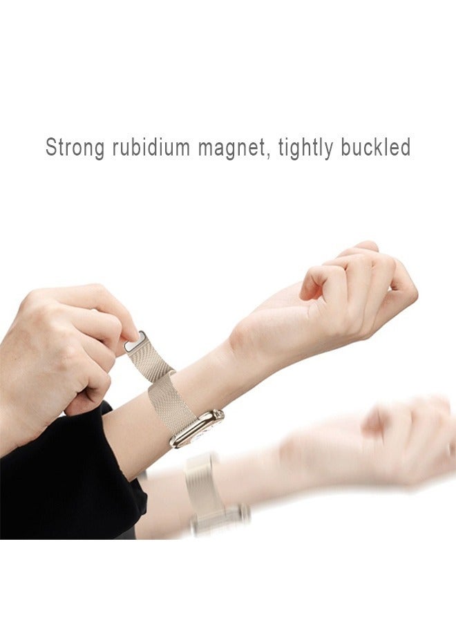 Stainless Steel Mesh Loop Magnetic Clasp Replacement Band For Apple Watch SE Series 8/7/6/5/4/3/2/1 (Starlight, 38mm/40mm/41mm)