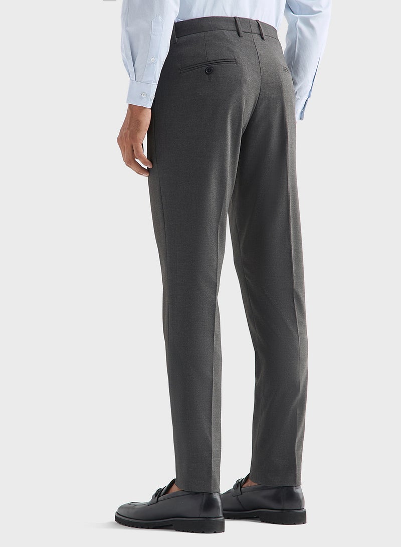 Solid Slim Fit Trousers with Pockets