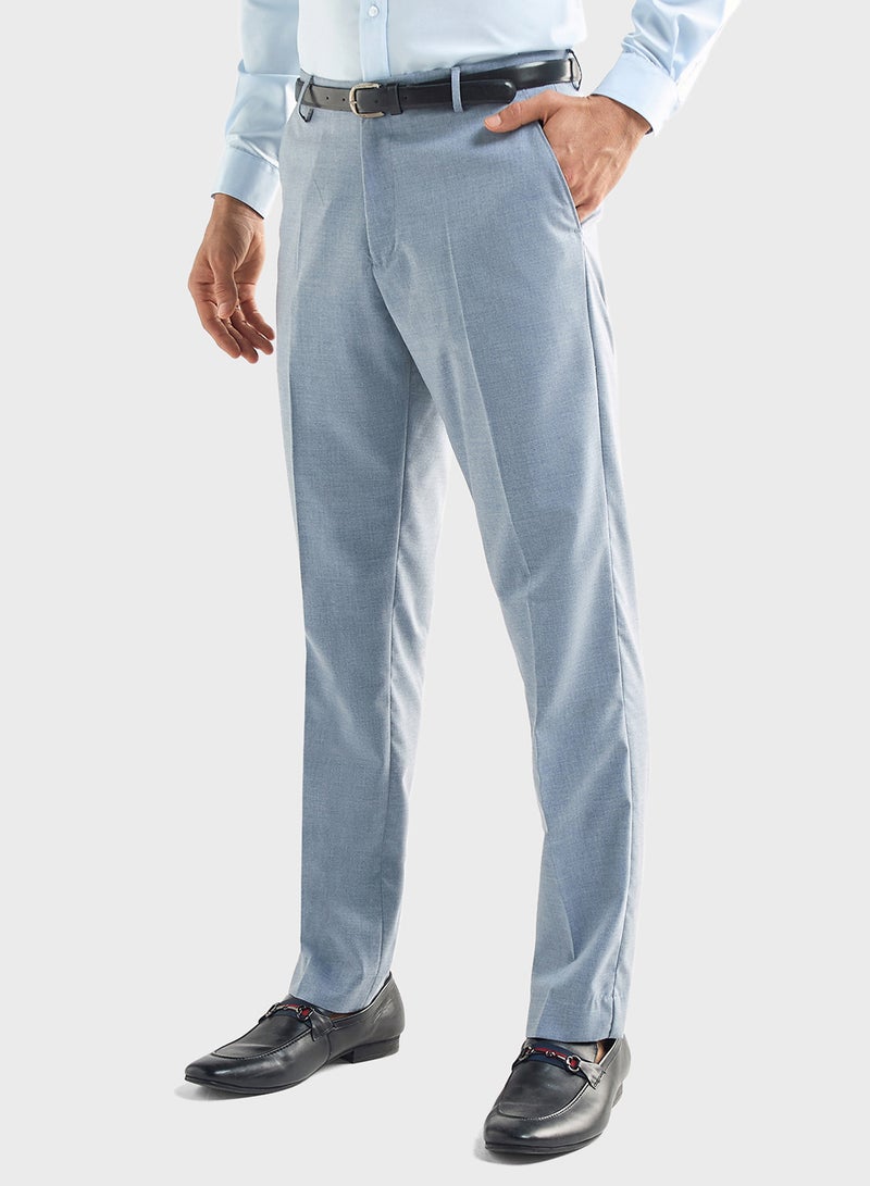 Solid Regular Fit Flexi Waist Trousers with Pocket