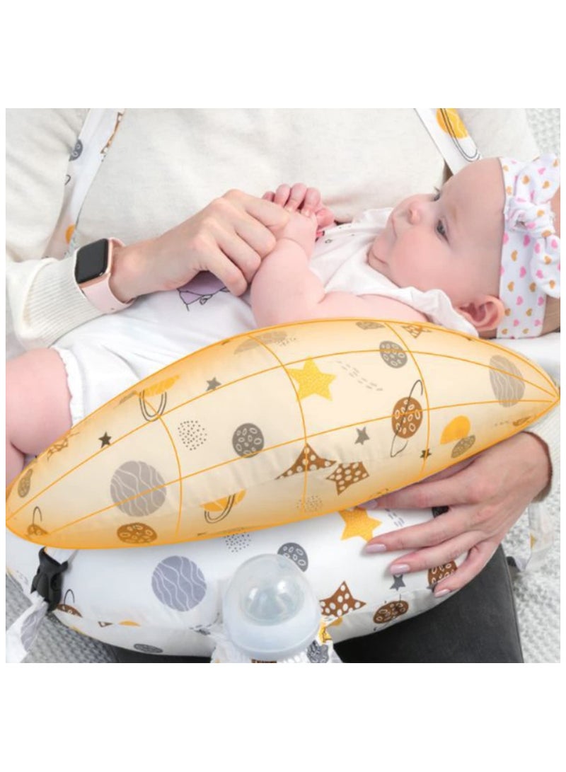 3 Sets Babeland Nursing Pillow for Breastfeeding - Multi-Functional Large Breastfeeding Pillows for Babies, Bed U-Shape Pillow and Baby Lounger for Newborn - Universe Planet (0-12 months)