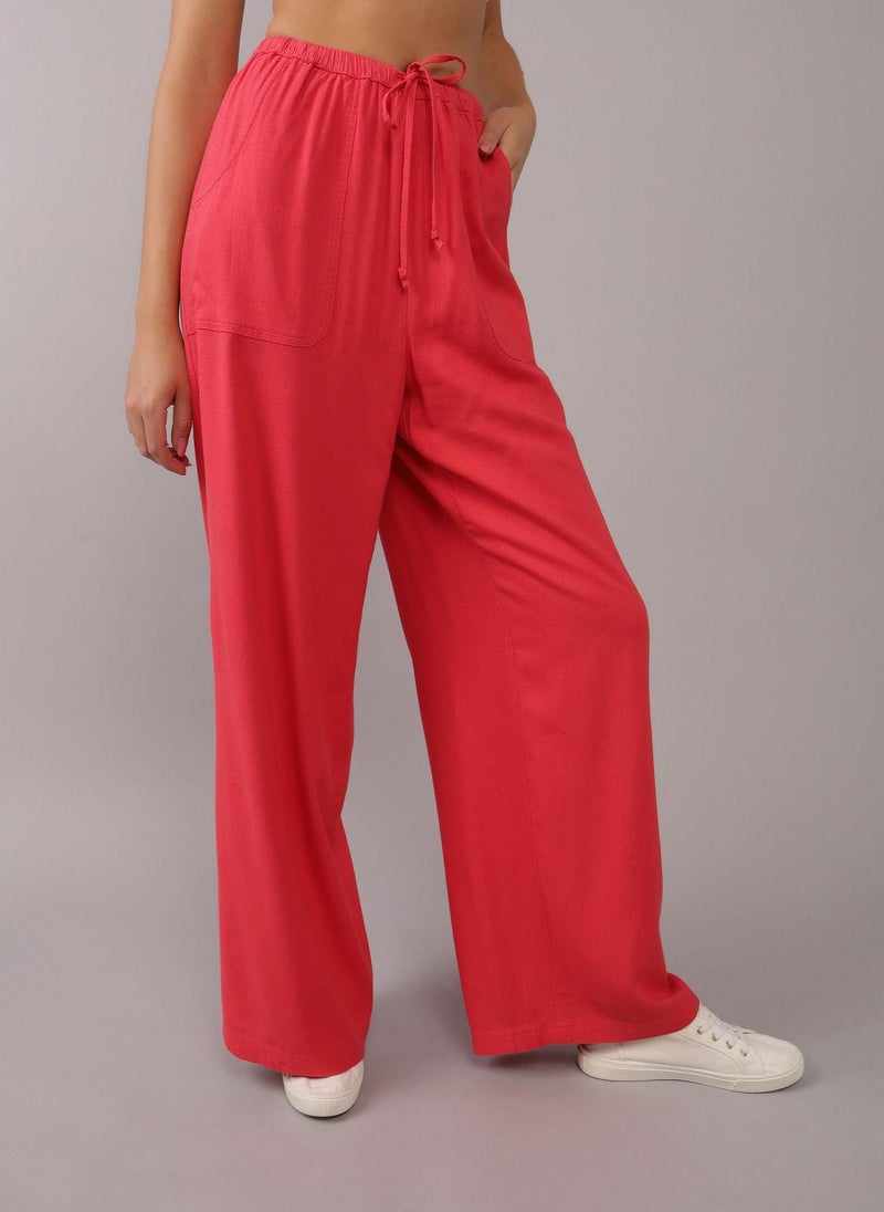 High Waist Wide Leg Drawstrings Pants