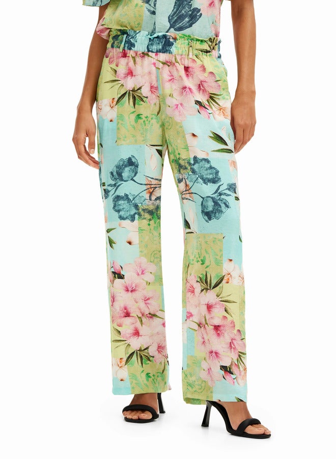 Long Flower Patchwork Trousers