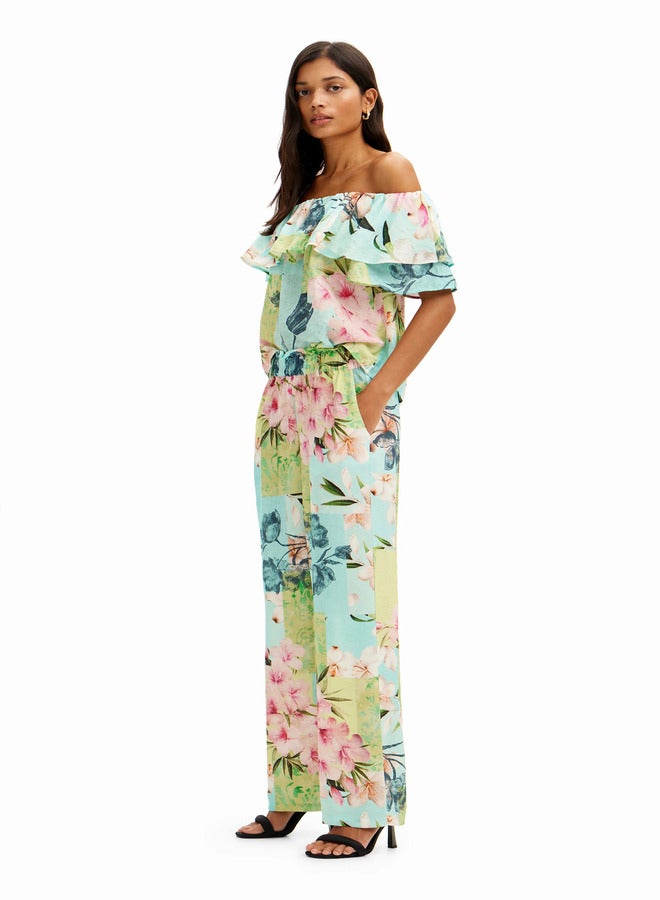 Long Flower Patchwork Trousers