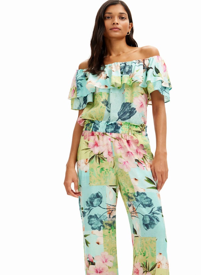 Long Flower Patchwork Trousers