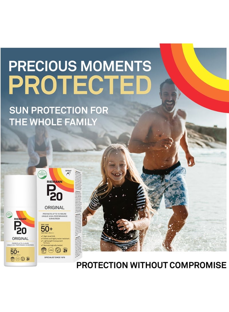 P20 Original Spray Sunscreen With SPF 50+ Protection , 200ml | Sweat And Water Resistant