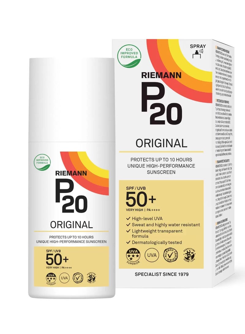 P20 Original Spray Sunscreen With SPF 50+ Protection , 200ml | Sweat And Water Resistant