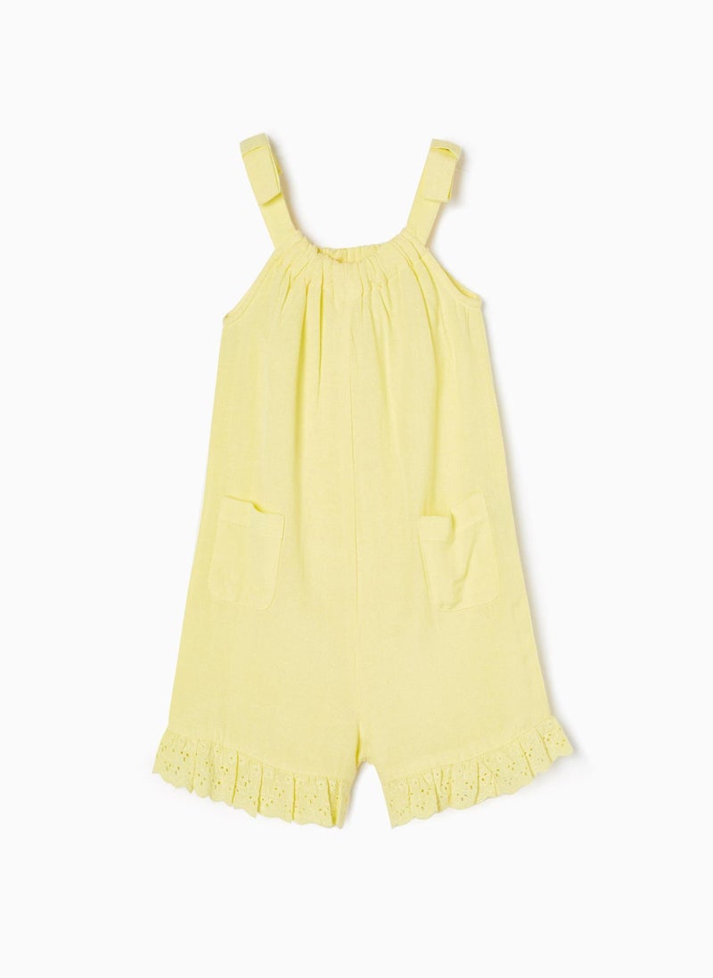 Strappy Jumpsuit with Broderie Anglaise for Girls