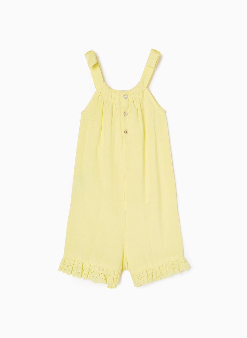 Strappy Jumpsuit with Broderie Anglaise for Girls