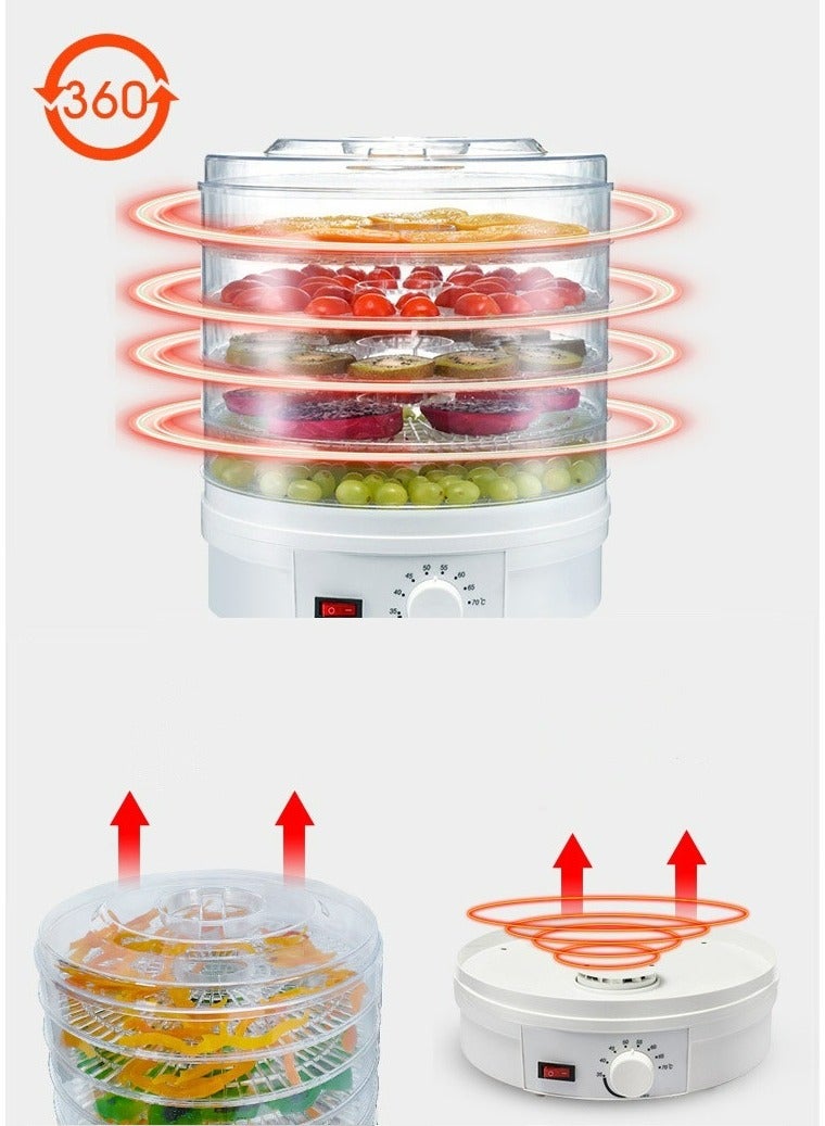 Food Dehydrator Machine Dehydrators For Food And Jerky 5 Trays Adjustable Temperature Control Multi-Funtional Dryer For Preserve Jerky, Fruits, Vegetables, Meat, Herbs, Flowers