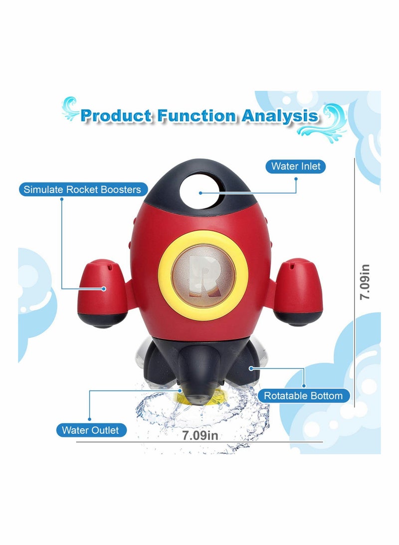 Bath Toys | Bath Toys for Toddlers 1-3 Years Old | Space Rocket Spray Water with Rotatable Fountain Shower Bathtub Toys | Baby Shower Bath Toys for Toddlers Boys Girls 1 2 3 4 Years