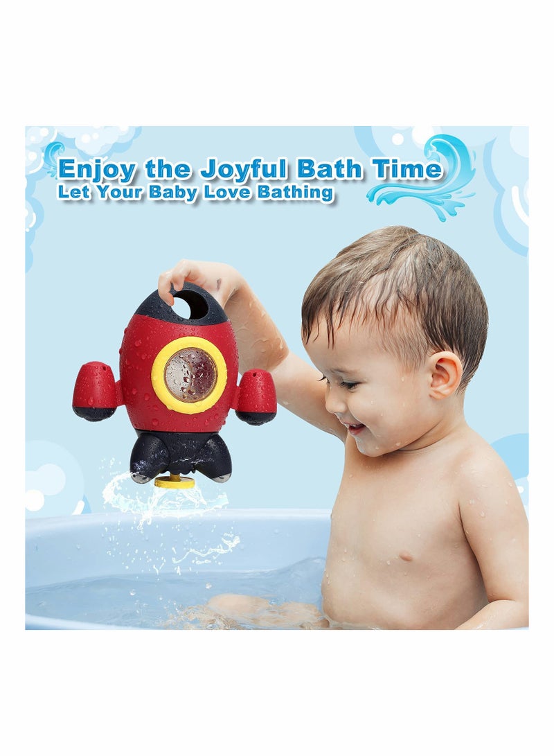Bath Toys | Bath Toys for Toddlers 1-3 Years Old | Space Rocket Spray Water with Rotatable Fountain Shower Bathtub Toys | Baby Shower Bath Toys for Toddlers Boys Girls 1 2 3 4 Years