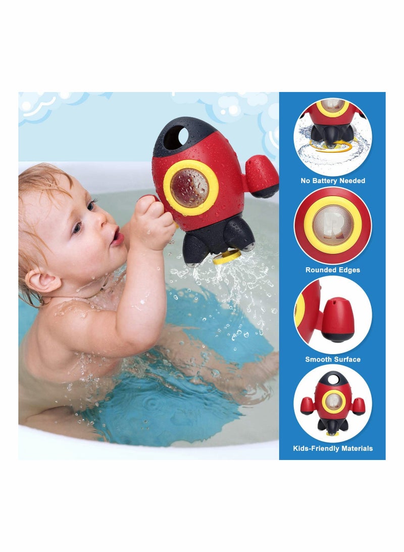 Bath Toys | Bath Toys for Toddlers 1-3 Years Old | Space Rocket Spray Water with Rotatable Fountain Shower Bathtub Toys | Baby Shower Bath Toys for Toddlers Boys Girls 1 2 3 4 Years