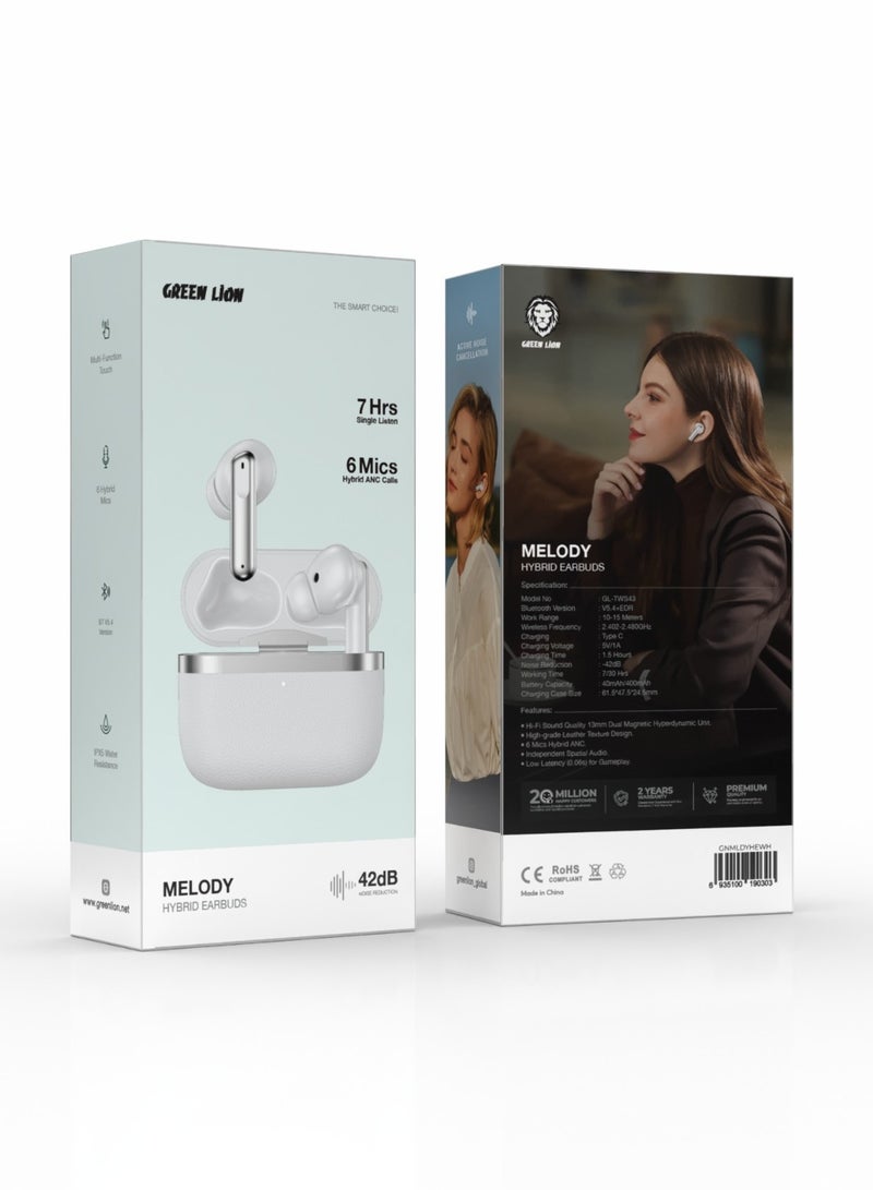 Melody Hybrid Earbuds - White