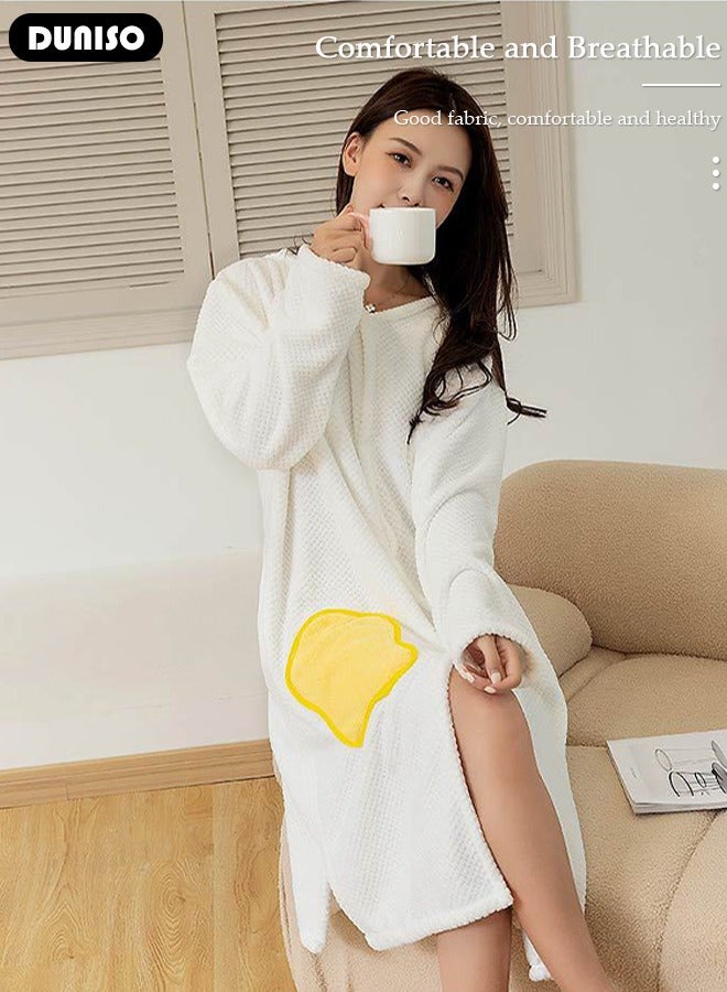 Women's Bath Robe, Wearable Bath Towel Wrap Shower Wrap Lightweight Long Knit Bathrobe, Soft Sleepwear Belted Bathrobe for Female