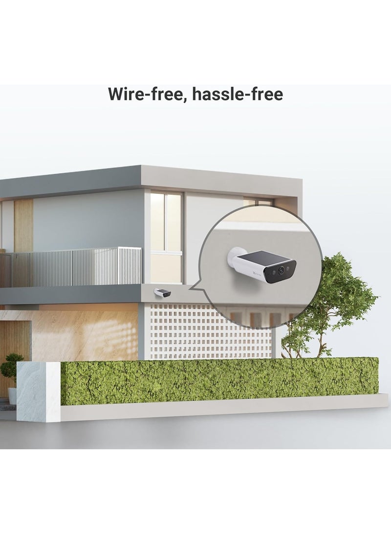 CB5 4K Solar Security Camera Outdoor Wireless 2-IN-1 Built-in Solar Panel, Continuous Power, Color Night Vision, Human Detection, Vehicle Detection, Two Way Audio, Weatherproof, Alexa Compatible, White, CS-CB5