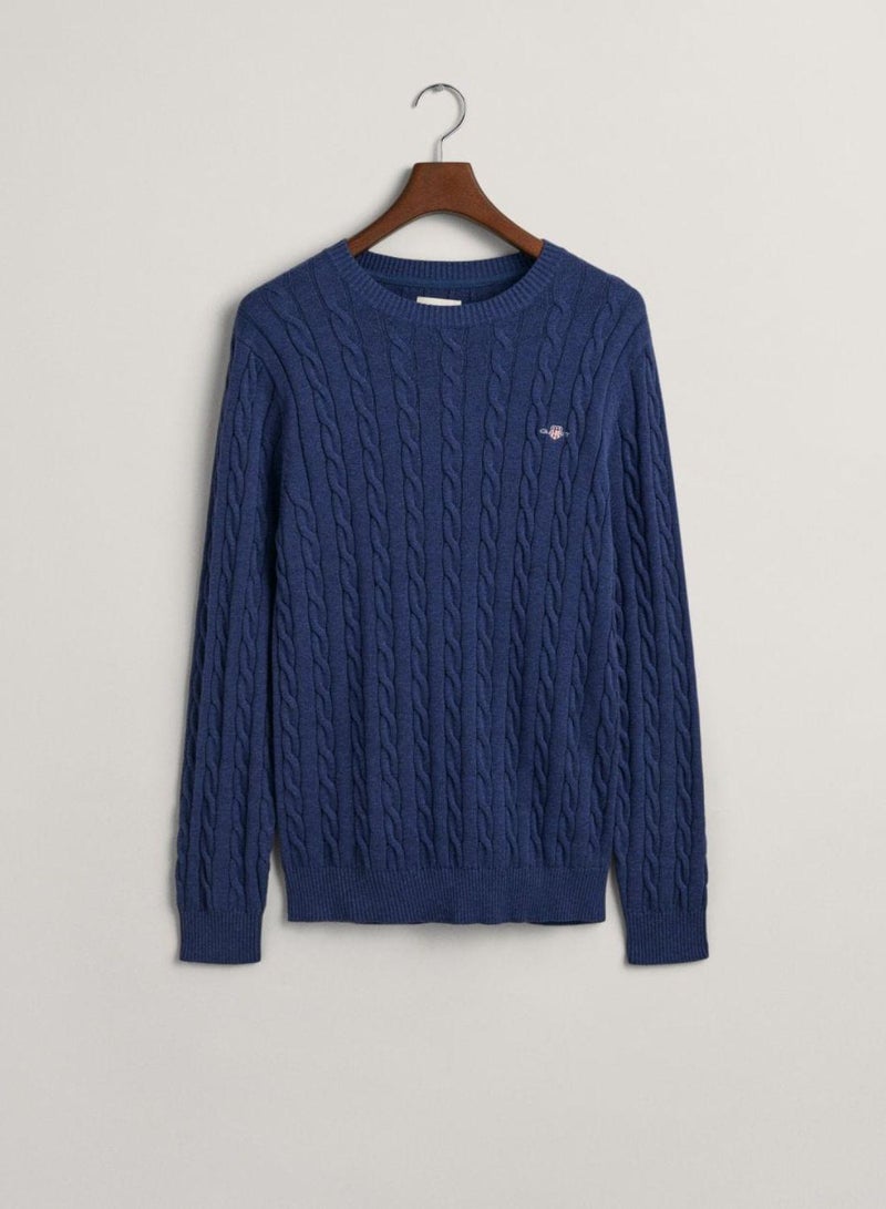 Cotton Cable Knit Crew Neck Sweater