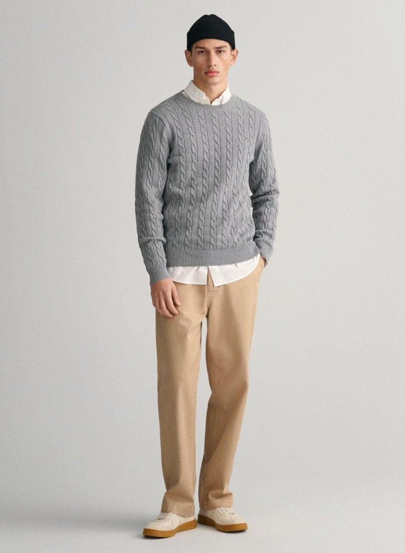 Gant Cotton Cable Knit Crew Neck Sweater