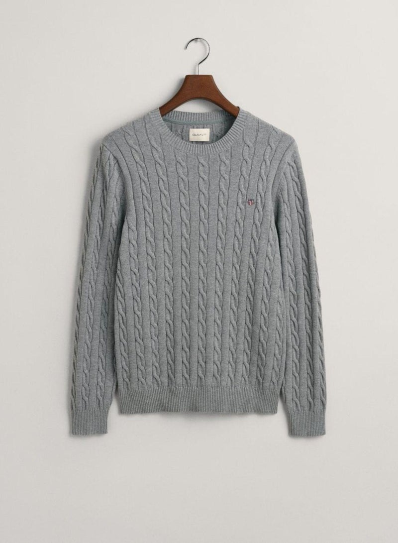 Gant Cotton Cable Knit Crew Neck Sweater