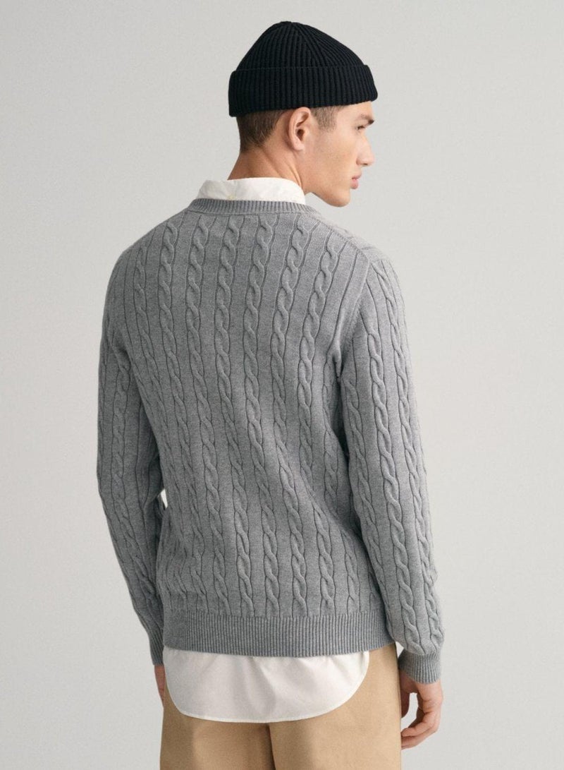 Gant Cotton Cable Knit Crew Neck Sweater