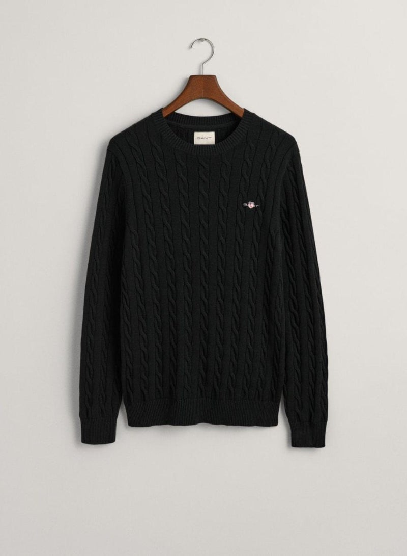 Cotton Cable Knit Crew Neck Sweater