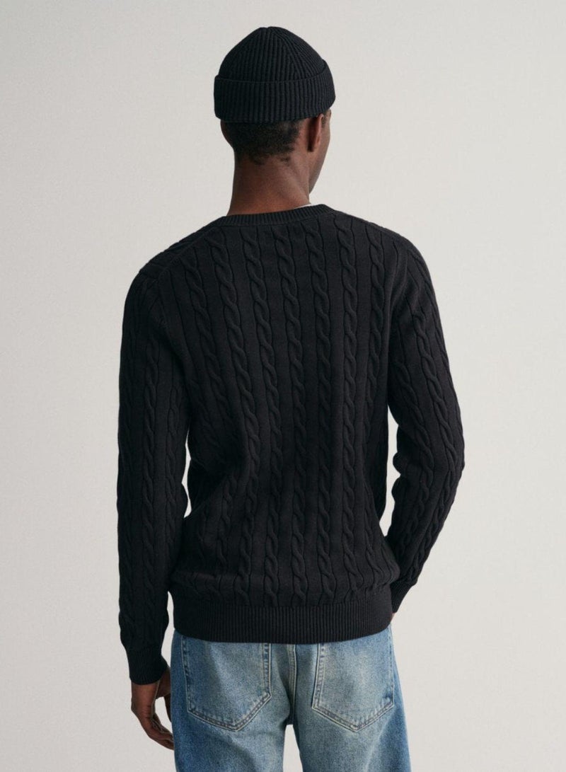 Cotton Cable Knit Crew Neck Sweater