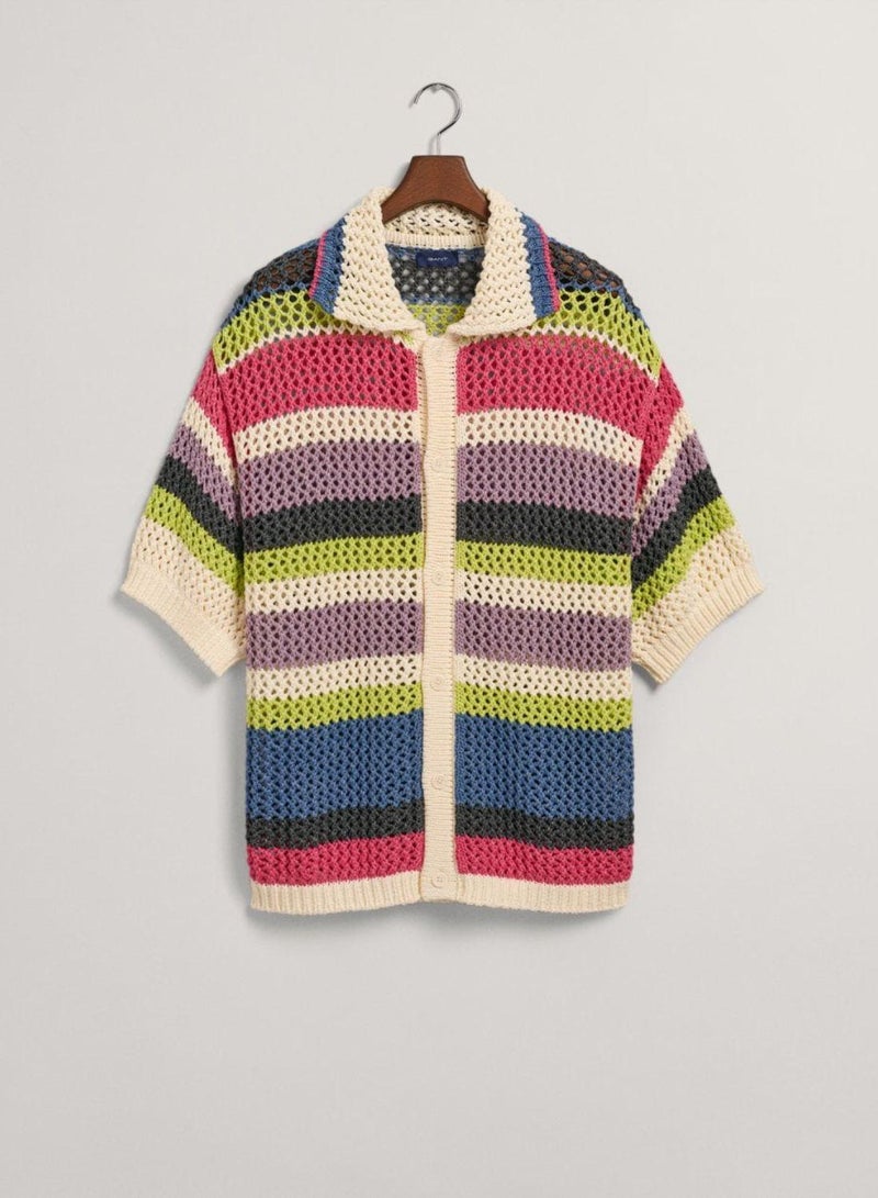 Open Texture Polo Sweater