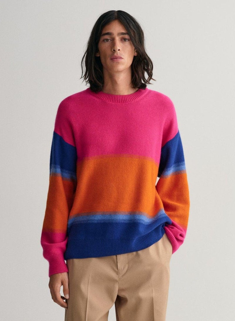 Degrade Striped Crew Neck Sweater