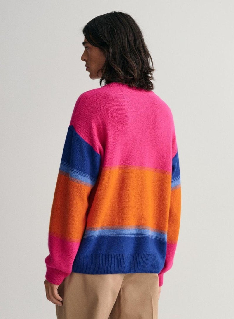 Degrade Striped Crew Neck Sweater