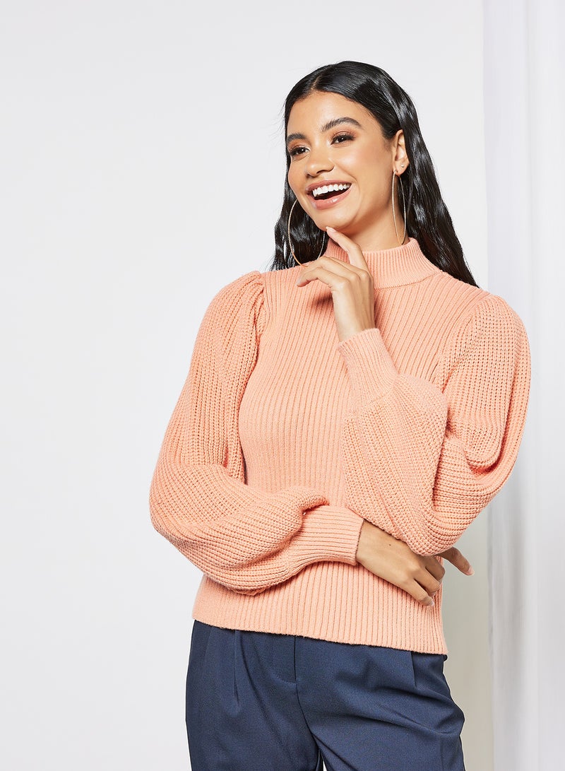 Balloon Sleeve Sweater Orange