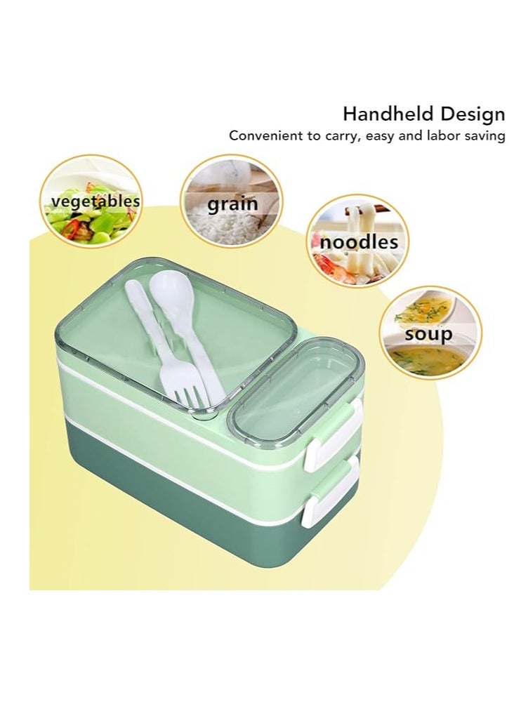 Bento Lunch Box With Divider 21x11.5x12 cm Stainless Steel Green 1600ml