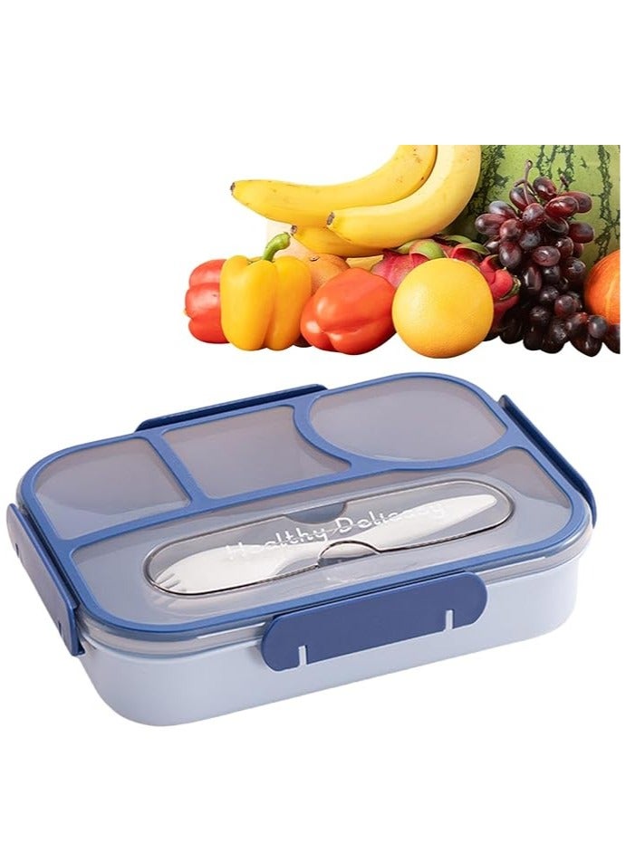 Bento Lunch Box With Divider 19.5x19.5x5.1 cm Stainless Steel Blue 1100ml