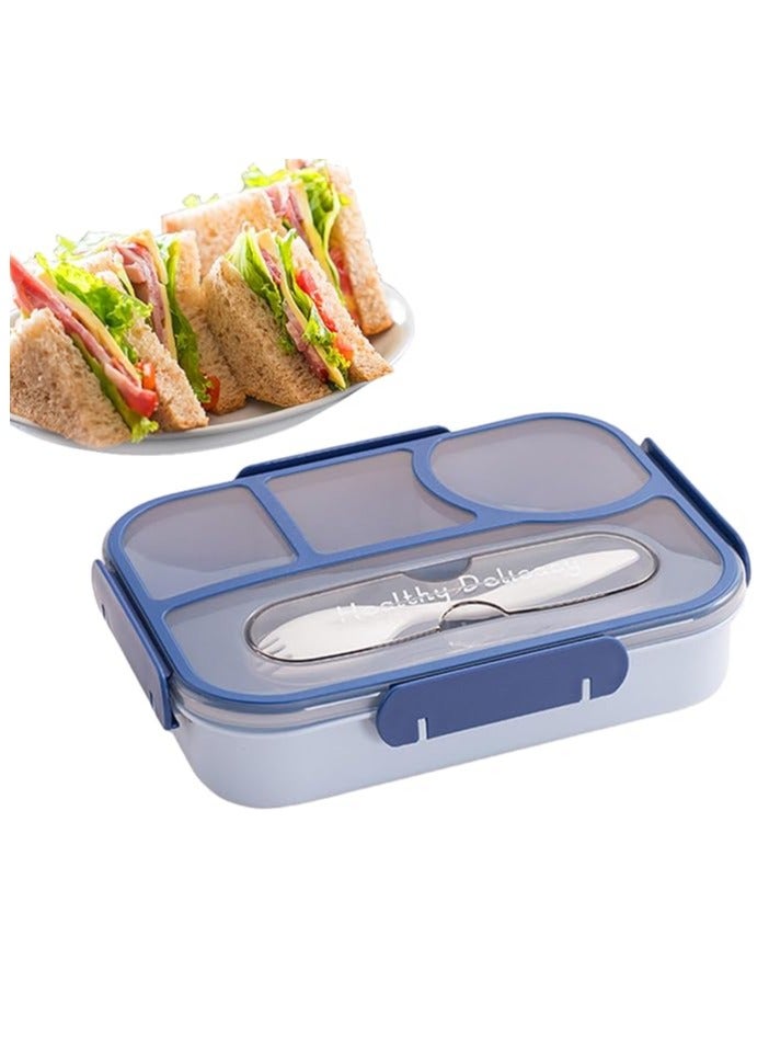 Bento Lunch Box With Divider 19.5x19.5x5.1 cm Stainless Steel Blue 1100ml