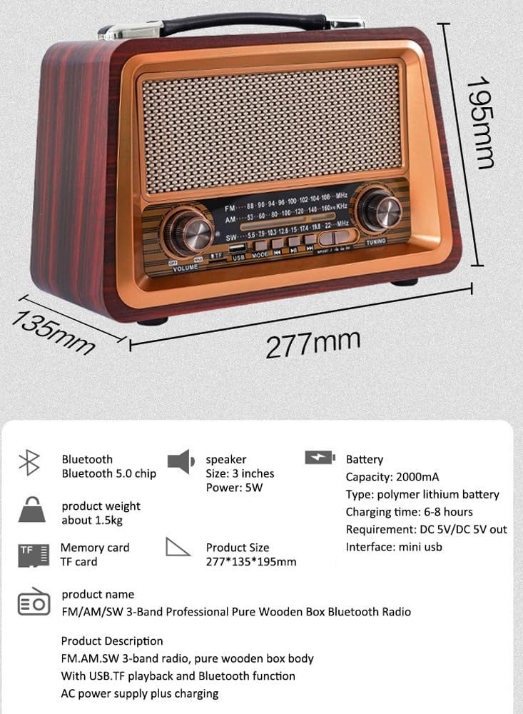 Portable Retro Radio Wireless Bluetooth Speakers Hifi Stereo Radio Receiver Player Usb Mp3 Classic Style