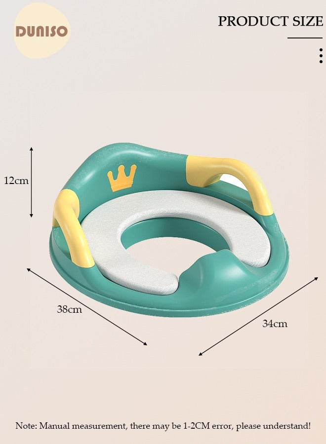 Potty Training Toilet Seat Anti-Slip Toilet Trainer Ring with Detachable Cushion Sturdy Handle and Backrest, Splash Guard Potty Chair for Toddler Boy Girl Fit Round Oval Toilet