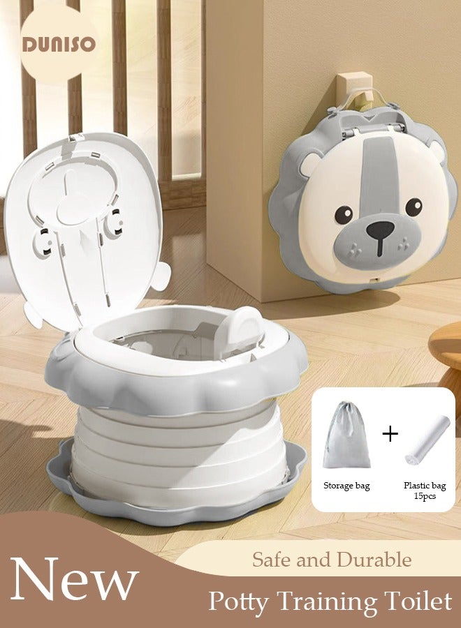 Folding Potty Training Toilet for Kids, Folding Car potty with Storage Bags, Travel Potty Chair for Kids, Portable Toilet for Camping Outdoor and Indoor